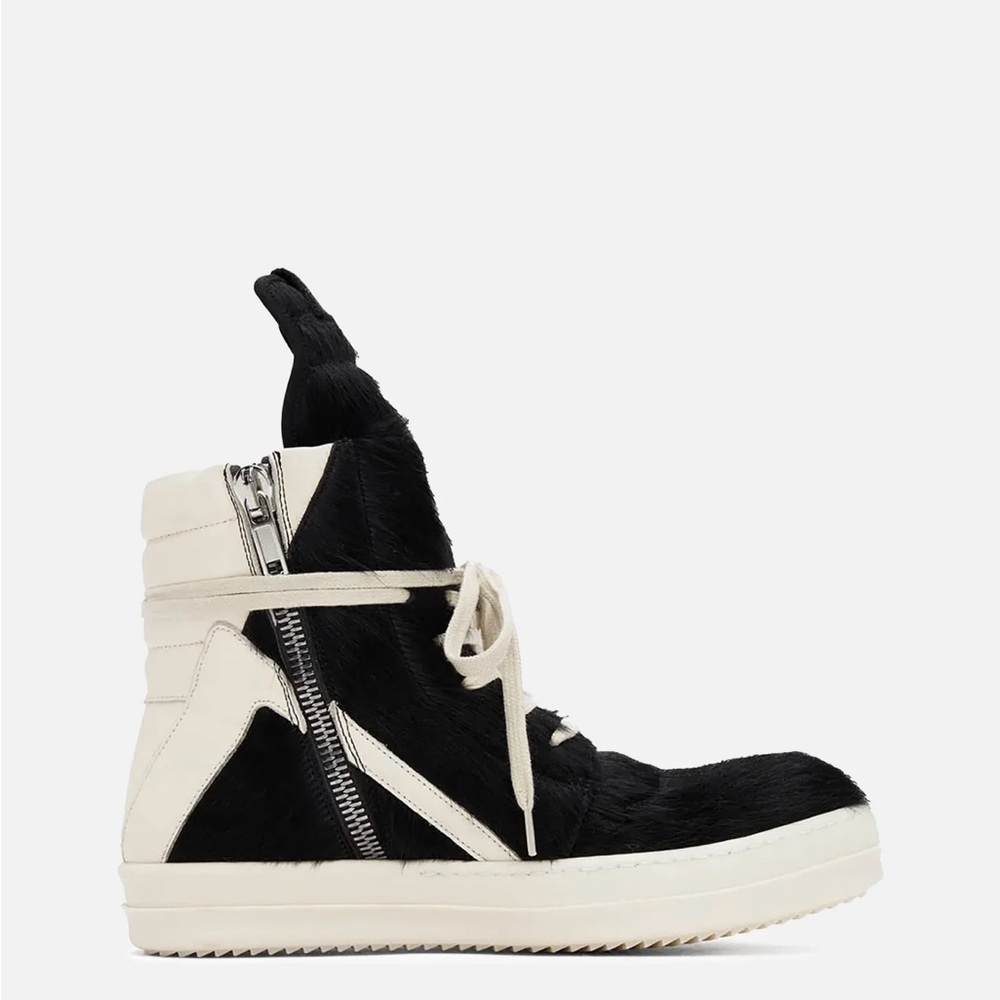 Rick Owens Black and White High-Top Sneakers